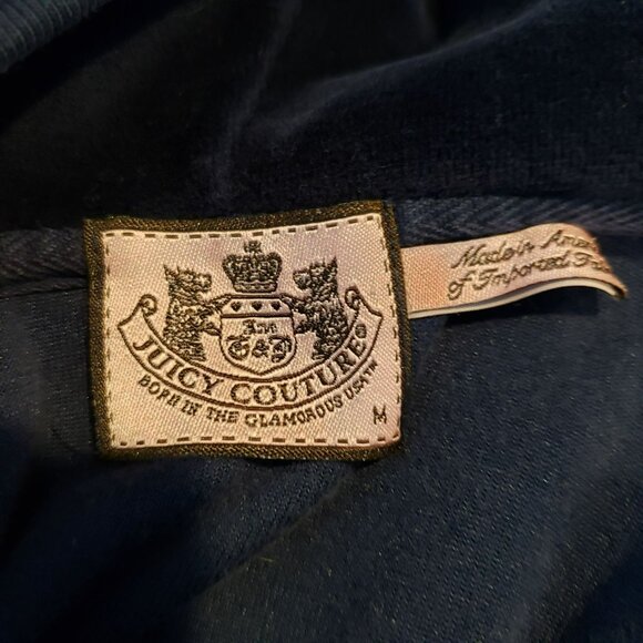Juicy Couture Navy Blue Velour Track Suit Full Zip Hoodie Sweatshirt Y2K Style - Picture 3 of 10